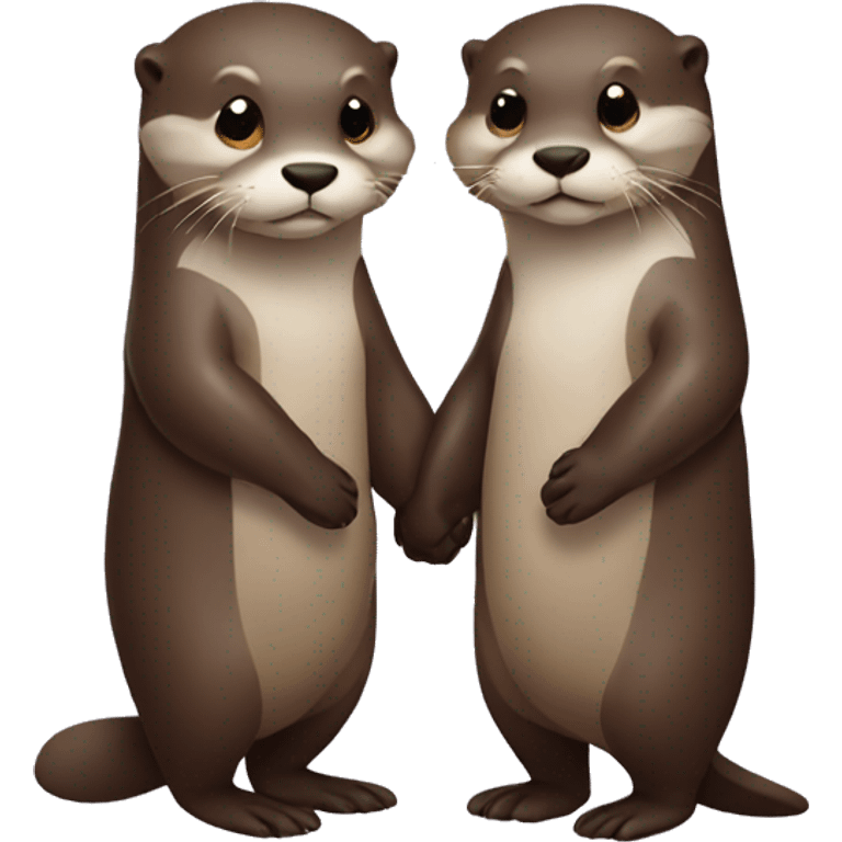 Otter couple holding hands emoji