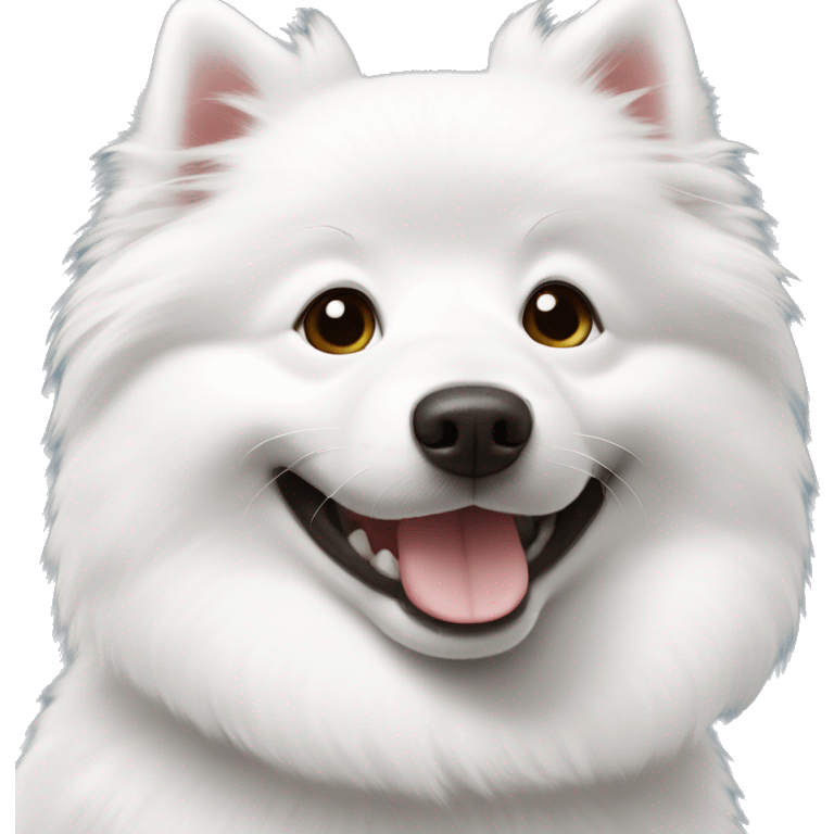 Happy white Japanese spitz emoji