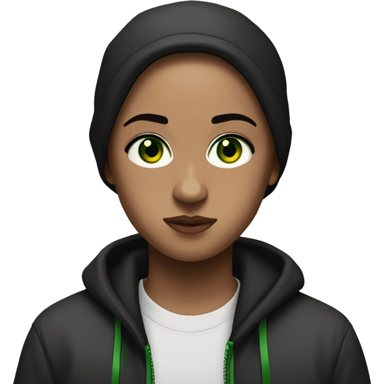 Eminem with dark brown haired and green eyes girl emoji