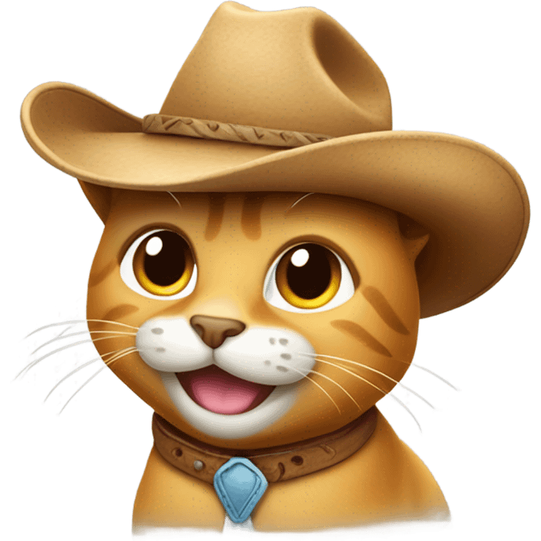 Happy cat wearing a cowboy hat emoji