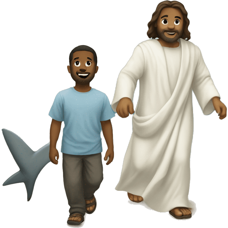 Shark walking with Jesus  emoji