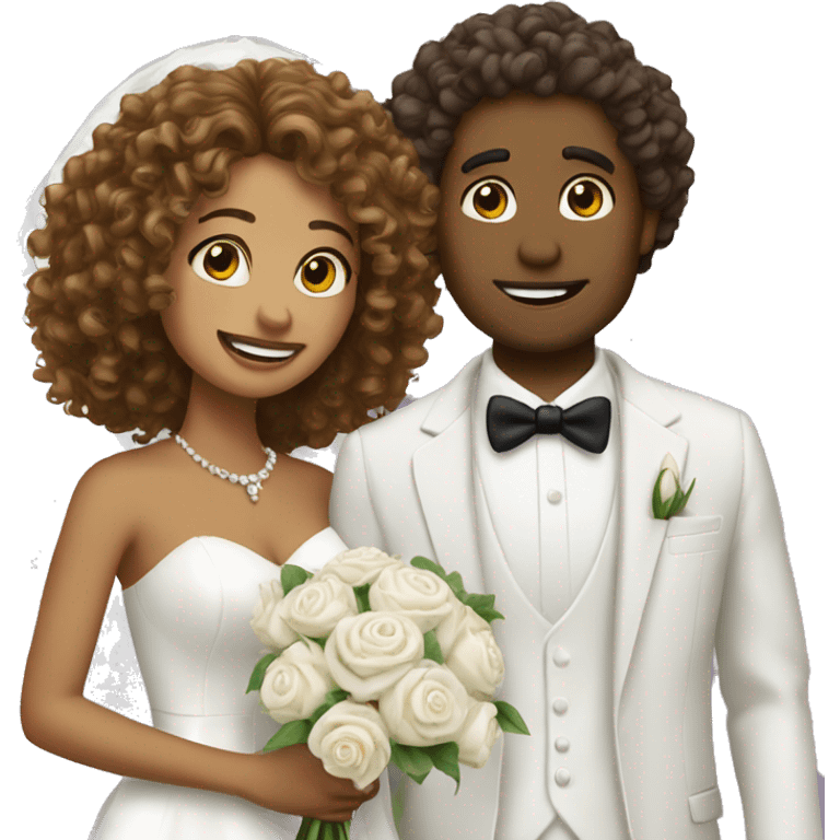 two people getting married curly hair t emoji