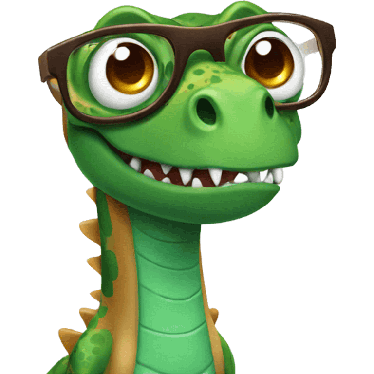 dinosaurio con lentes  emoji