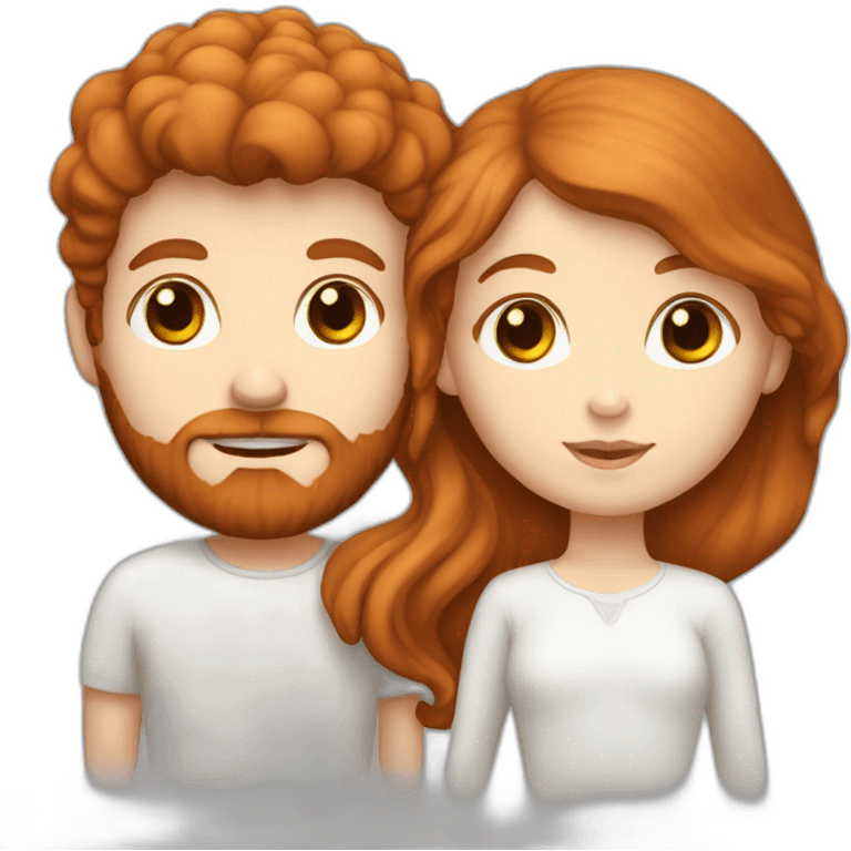 a redhead white girl who kiss a brown hair white boy with beard emoji