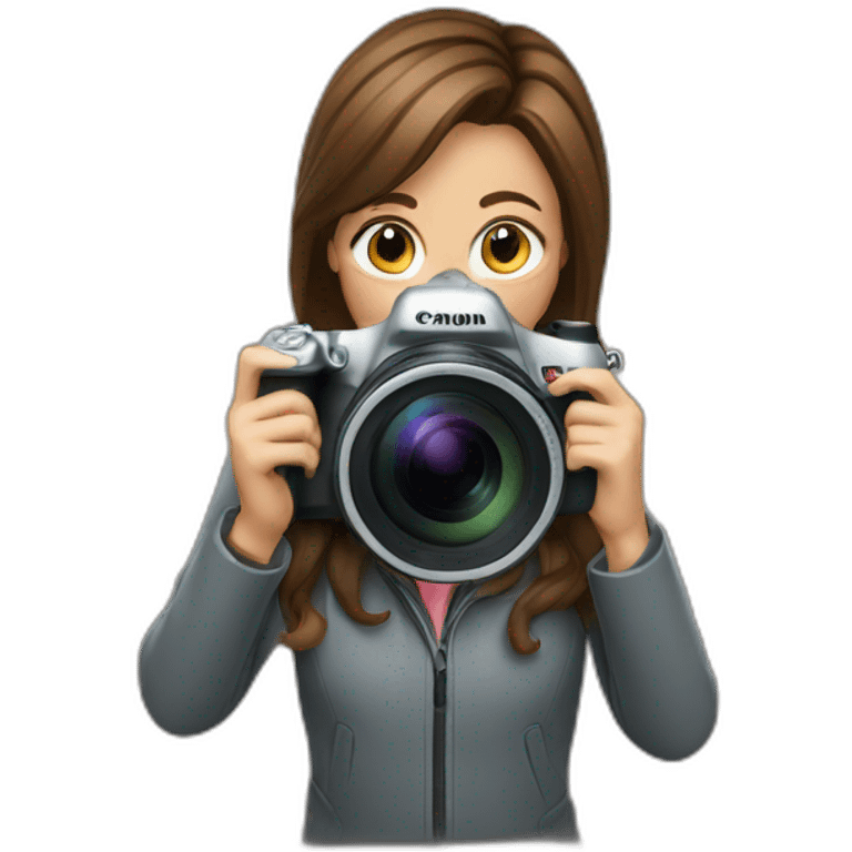 A woman taking a picture with canon camera  emoji