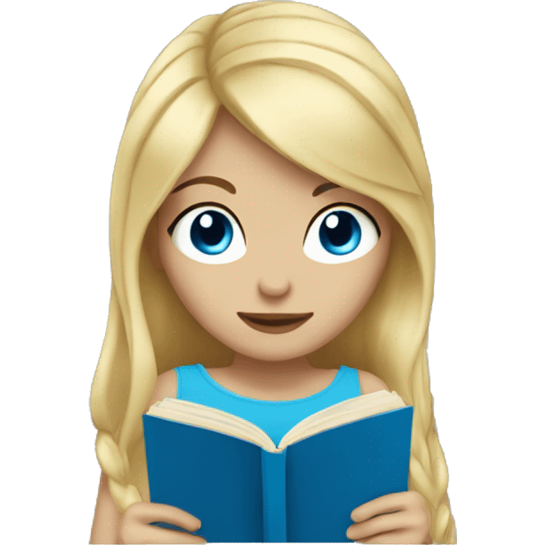 blonde hair blue eyed girl reading  emoji