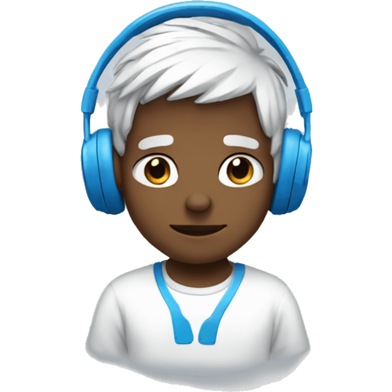 A boy with white hair with blue headphones emoji