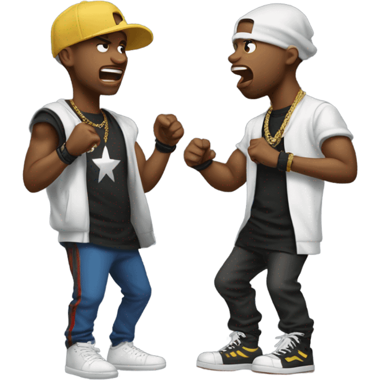 Two battle rappers yelling emoji