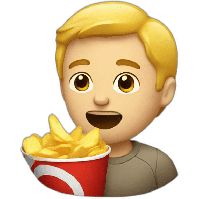 Man eating chips emoji