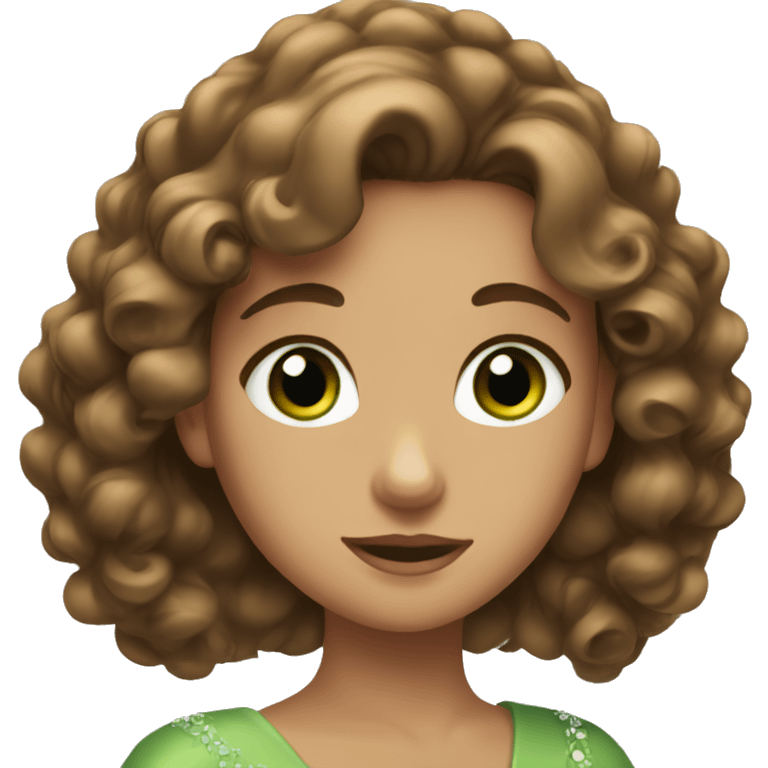 Princess with green eyes and brown wavy hair emoji