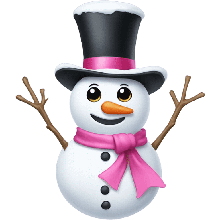 Snowman with pink bows  emoji