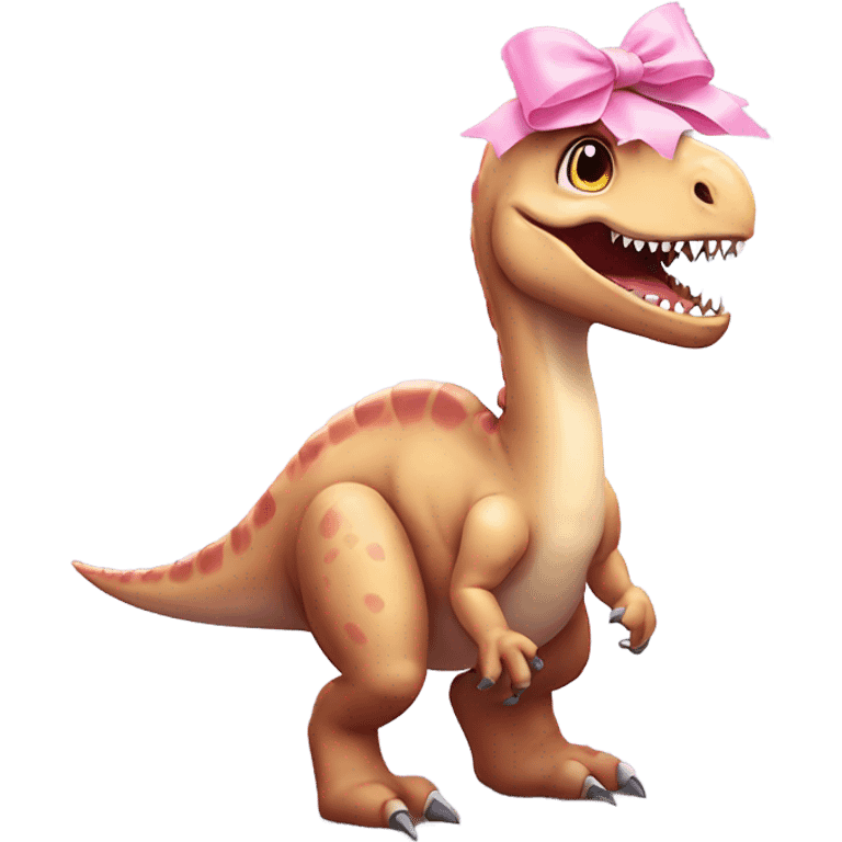 Dinosaur wearing a pink bow ￼ emoji