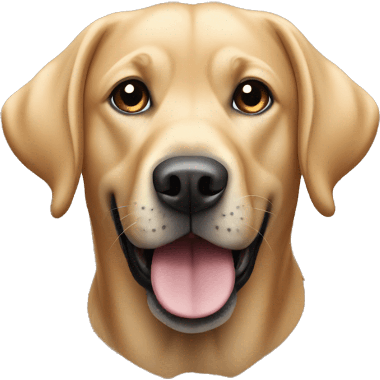 caramel coloured labrador dog, black snout and tail, white belly emoji