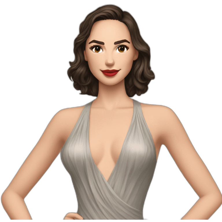 Gal Gadot cabelo liso e vestido emoji