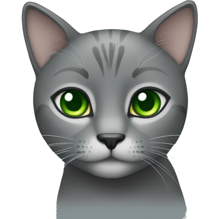 Grey cat with green eyes emoji