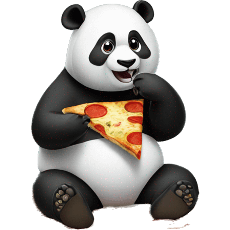 Panda sitting on a mountain eating a pizza  emoji