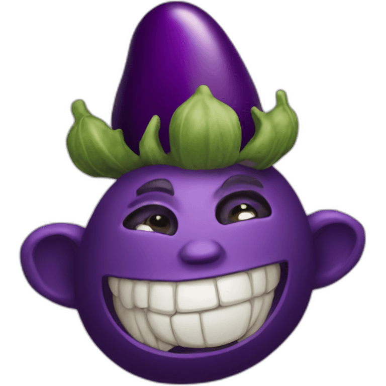 Troll face with an eggplant emoji