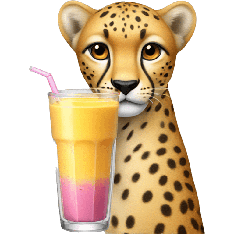 Cheetah drinking a smoothie  emoji