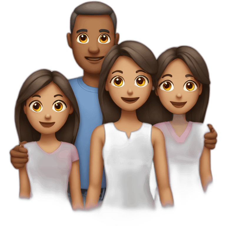 Mum and dad with three girls  emoji