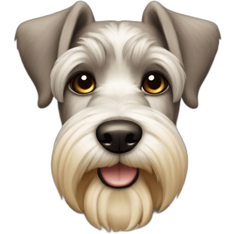 white yellow to caramel schnauzer alike breed with black nose and up ears emoji