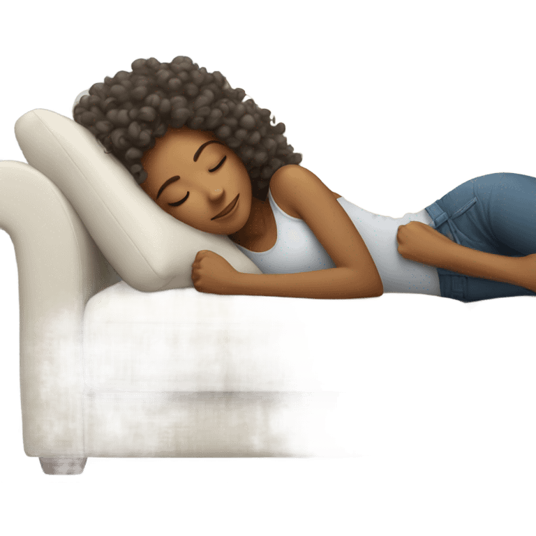 lady with curly hair sleeping on couch emoji