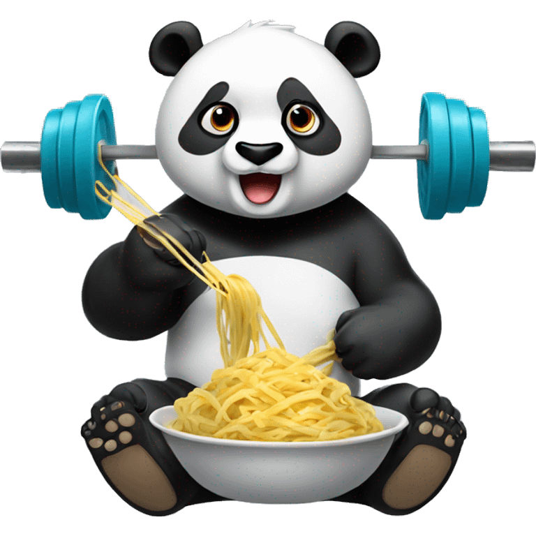 panda eating pasta and lifting weights emoji