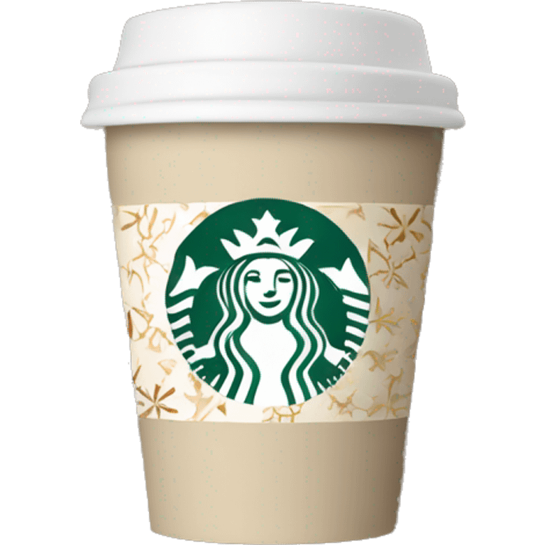 beige starbucks cup with winter pattern emoji