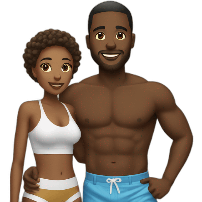 Black Couple on the beach emoji