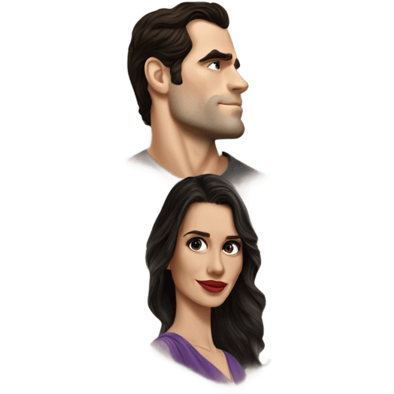 realistic photo of Henry Cavill kissing a beautiful woman  emoji