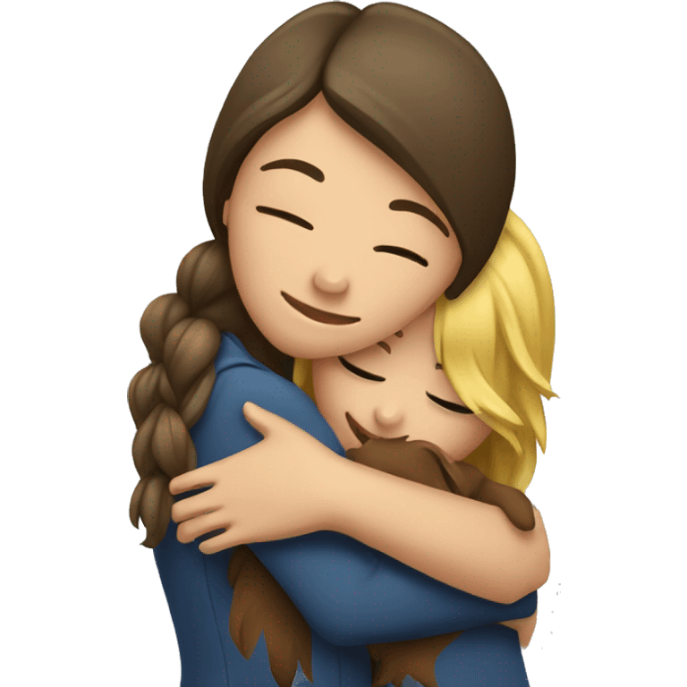 Girl hugging a Yorkshire  emoji