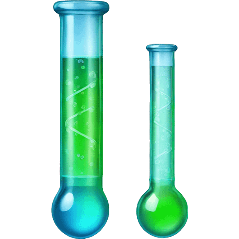 Test tube two phase, green blue emoji