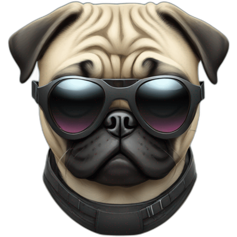 pug with black sunglasses and wearing a cyberpunk suit emoji