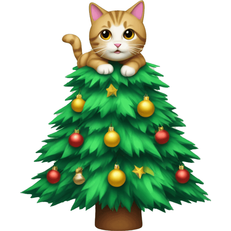 Christmas tree with cat on top  emoji