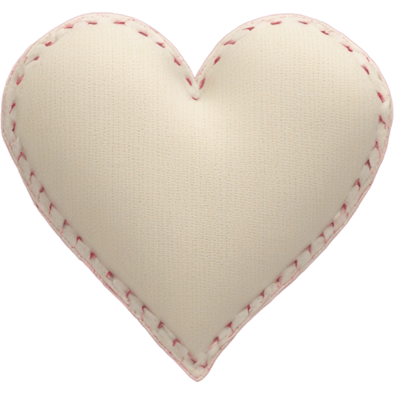 Fabric cream and pink heart with white stitching emoji