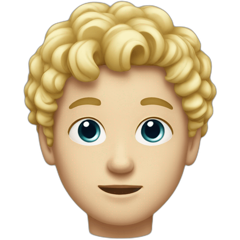 A white teenager boy with a round face short curly blonde emoji