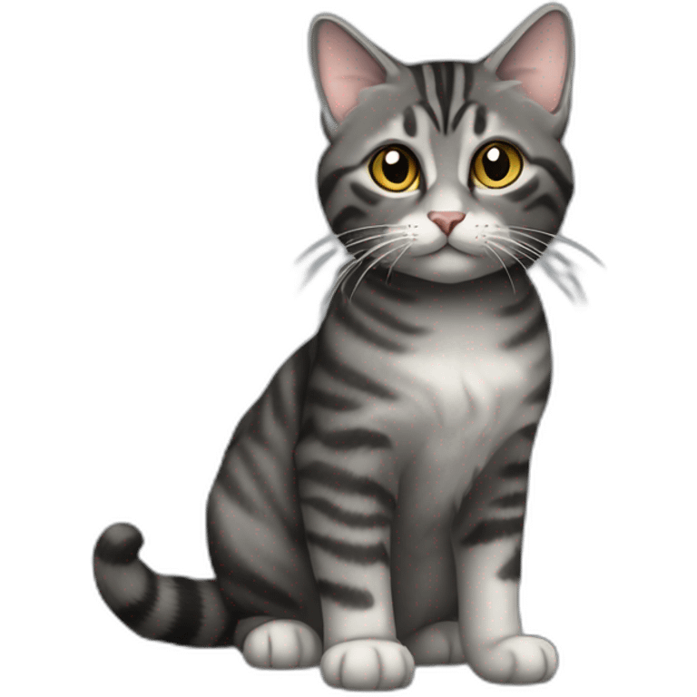 Cat Breed Tabby (Mainly black and gray) fluffy-dark-grey-cat, emoji