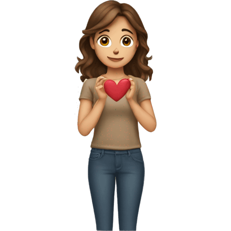 Brown haired girl making a heart with her hands  emoji