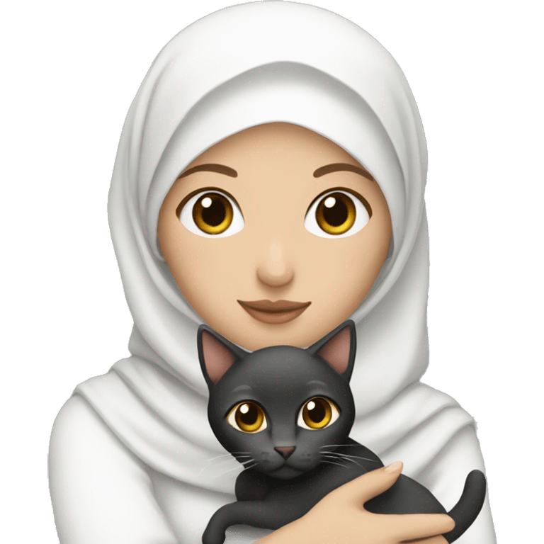 white pretty woman with hijab holding a cat emoji