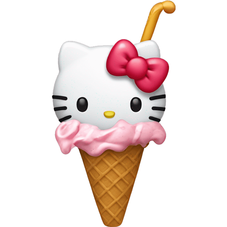 hello kitty eating ice cream emoji