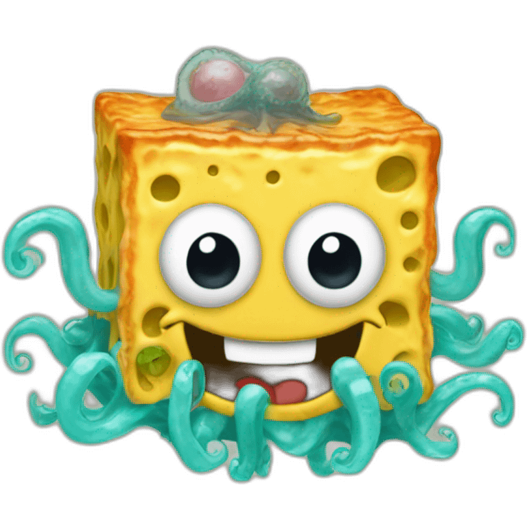 bob square pants on top of squid mollusk emoji