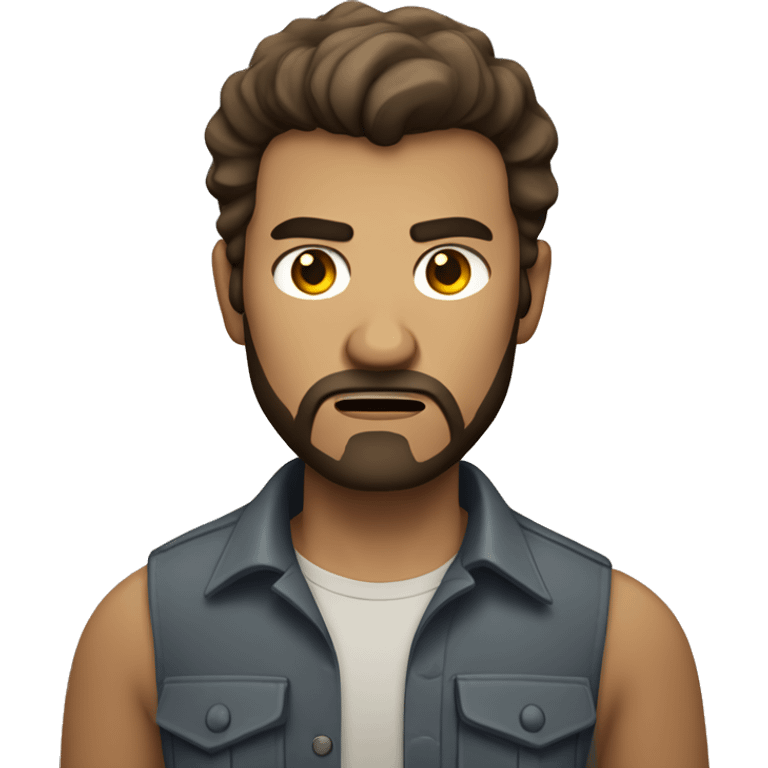 angry man with a beard and short scruffy medium brown hair wearing a buttoned shirt emoji