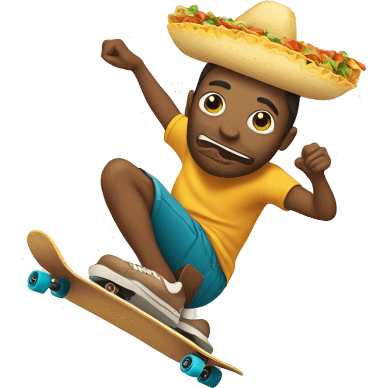 Farting taco riding a skateboard emoji