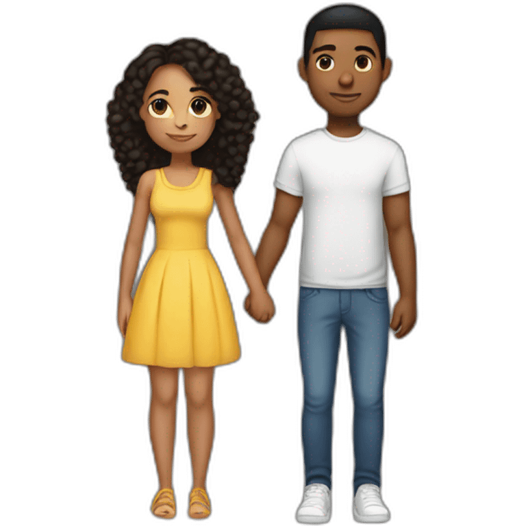 Mixed pretty girl holding hands with her Mixed boyfriend  emoji