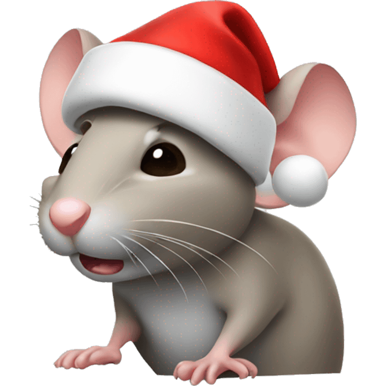 Rat wearing a Santa hat emoji