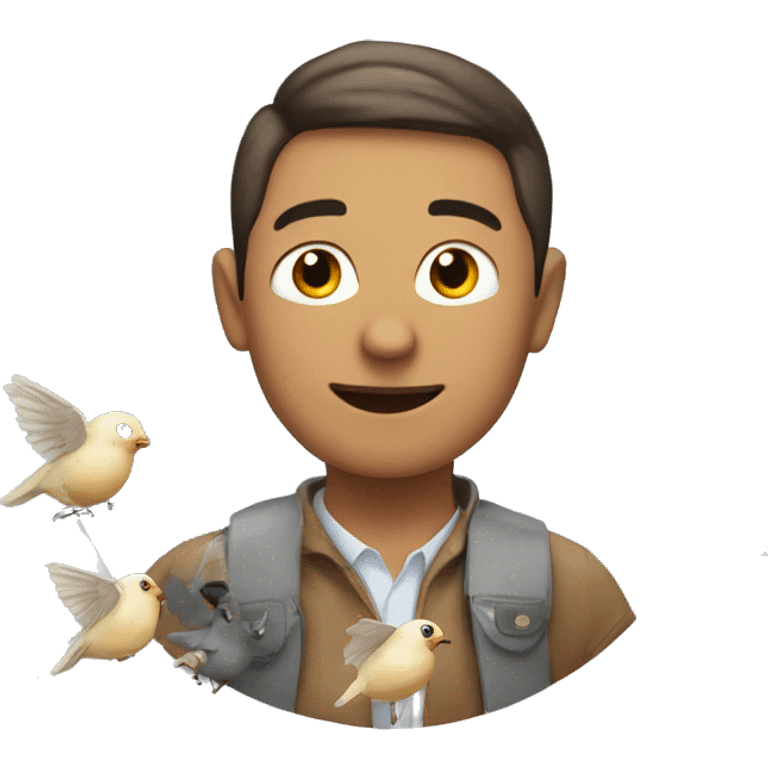 A dizzi person with little birds flying up in his head in a circle emoji