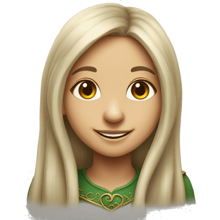 smiling portrait of long-haired girl elf emoji