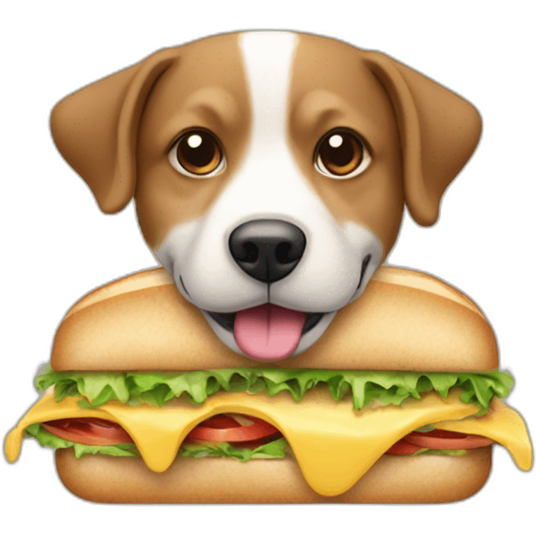 Un chien mange un sandwich  emoji