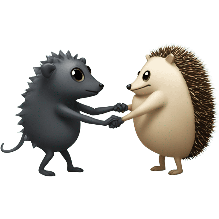 The fly agard and the hedgehog walk by the hand emoji