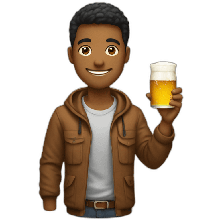 Students in fraternity with beer in hand emoji