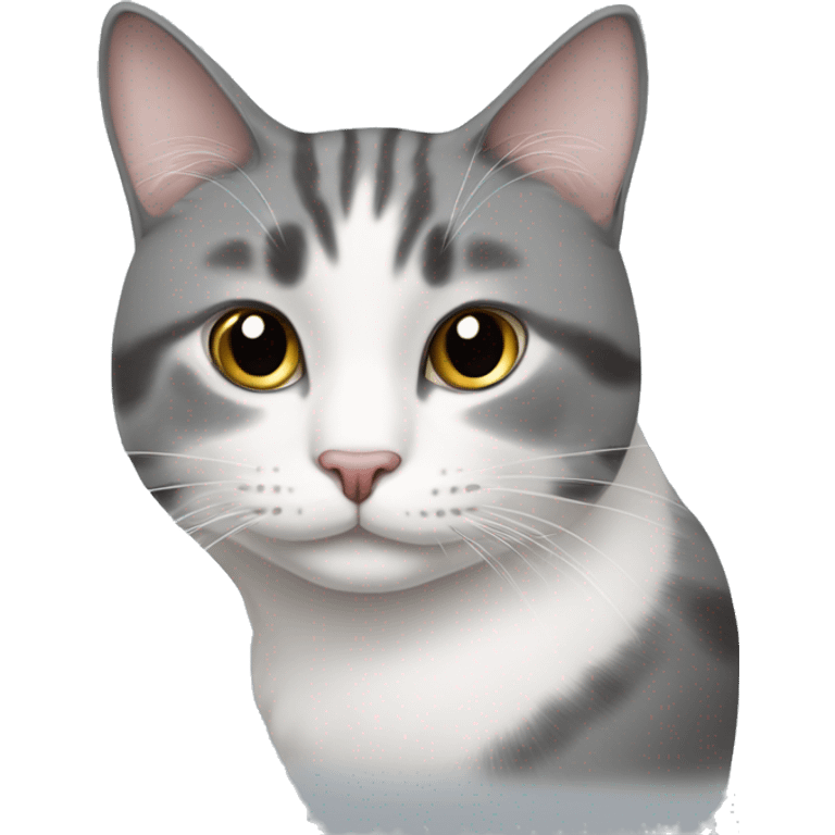 Grey and white cat with two Little spots on the nose AND one spot on the Chon emoji